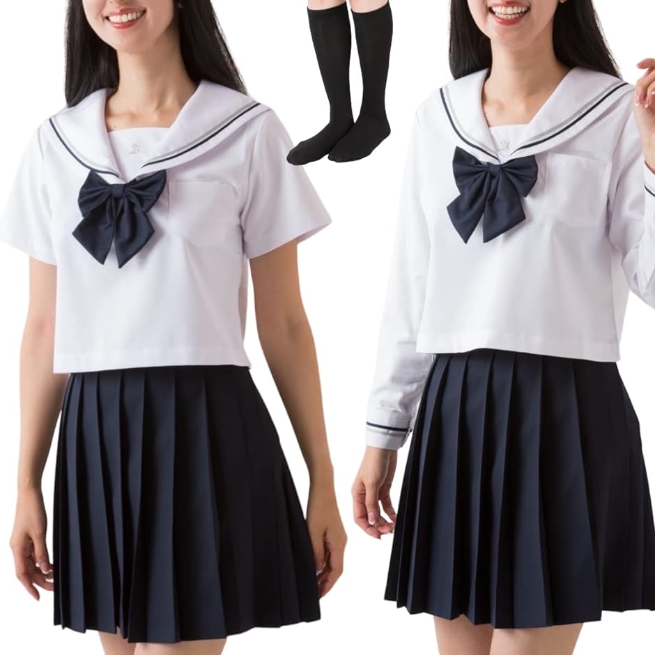 セーラー服 コスプレ ハイソックス付き コスチューム( 半袖, XL