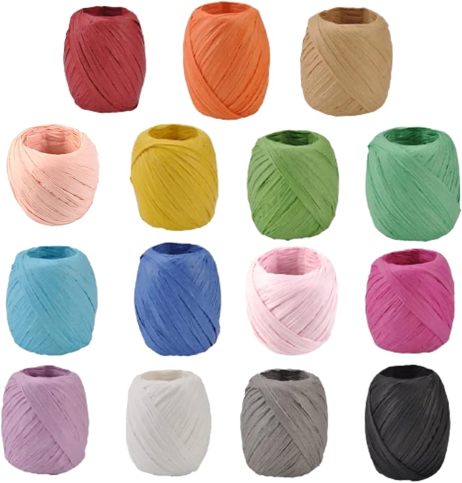 リボン ラッピング 紙紐 包装用リボン ラフィアリボン 15色 セット