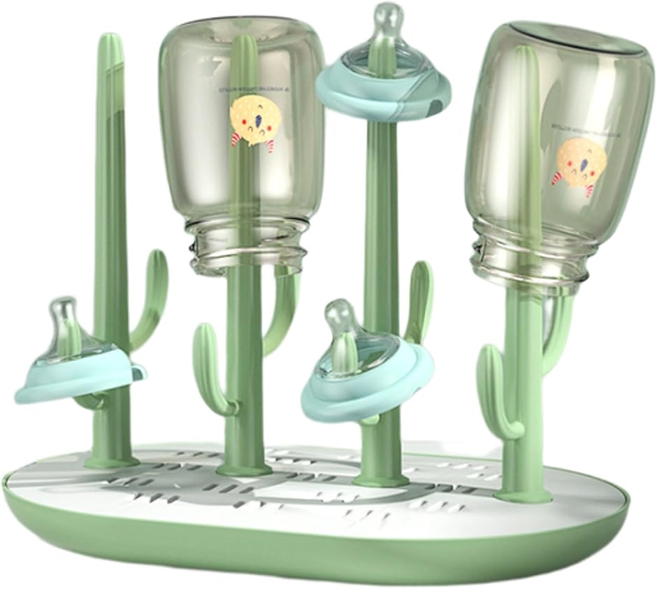 哺乳瓶乾燥ラック 哺乳瓶スタンド 哺乳瓶立て 水切り 乾燥 洗浄器具 取り外し可能 洗剤 お手入れ簡単 持ち運び便利 清潔 赤ちゃん用品 14.5×19×25.5Cm (グリーン)