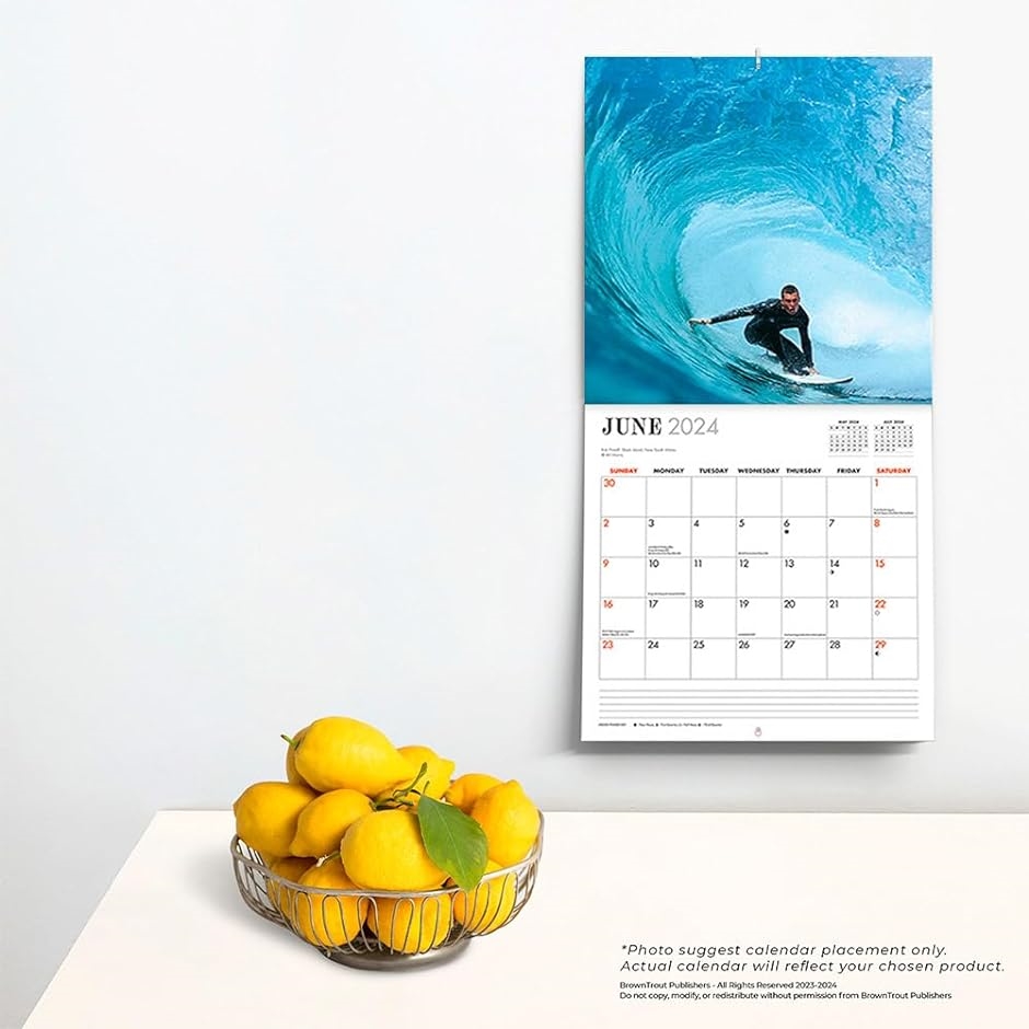 サーフィン オーストラリア 2024年 令和5年 約30 x 60cm 壁掛けカレンダー ブラウントラウト 景色の良いオセアニアの写真 MDM｜horikku｜02