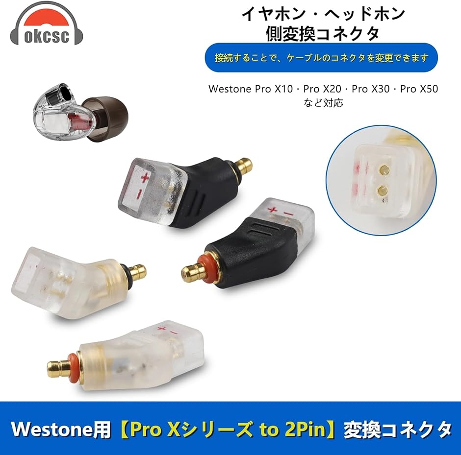 GIPX-0.78mm 変換コネクター Pro オス( 透明, Westone用 Xシリーズ to