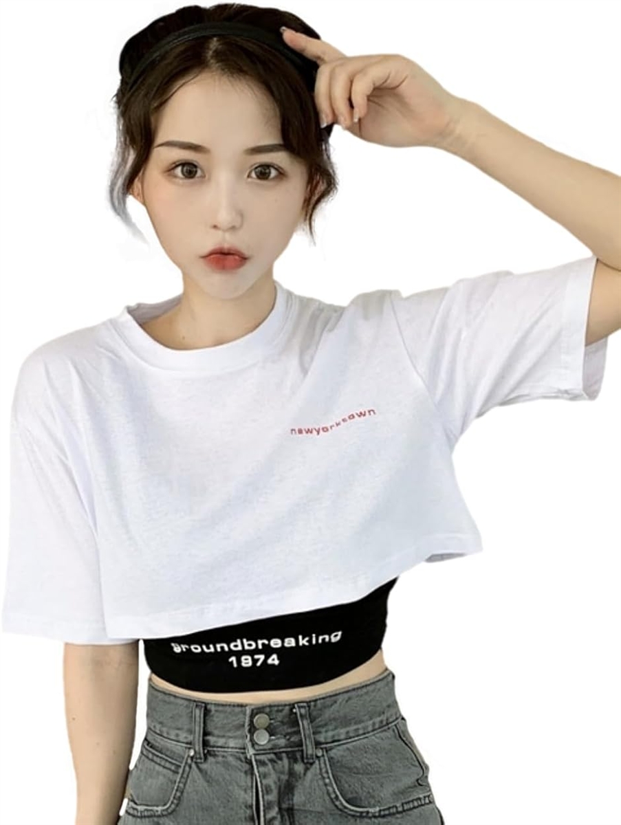 クロップド ショート 丈 Tシャツ タンクトップ セット レディース 白