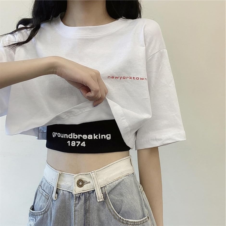 クロップド ショート 丈 Tシャツ タンクトップ セット レディース 白