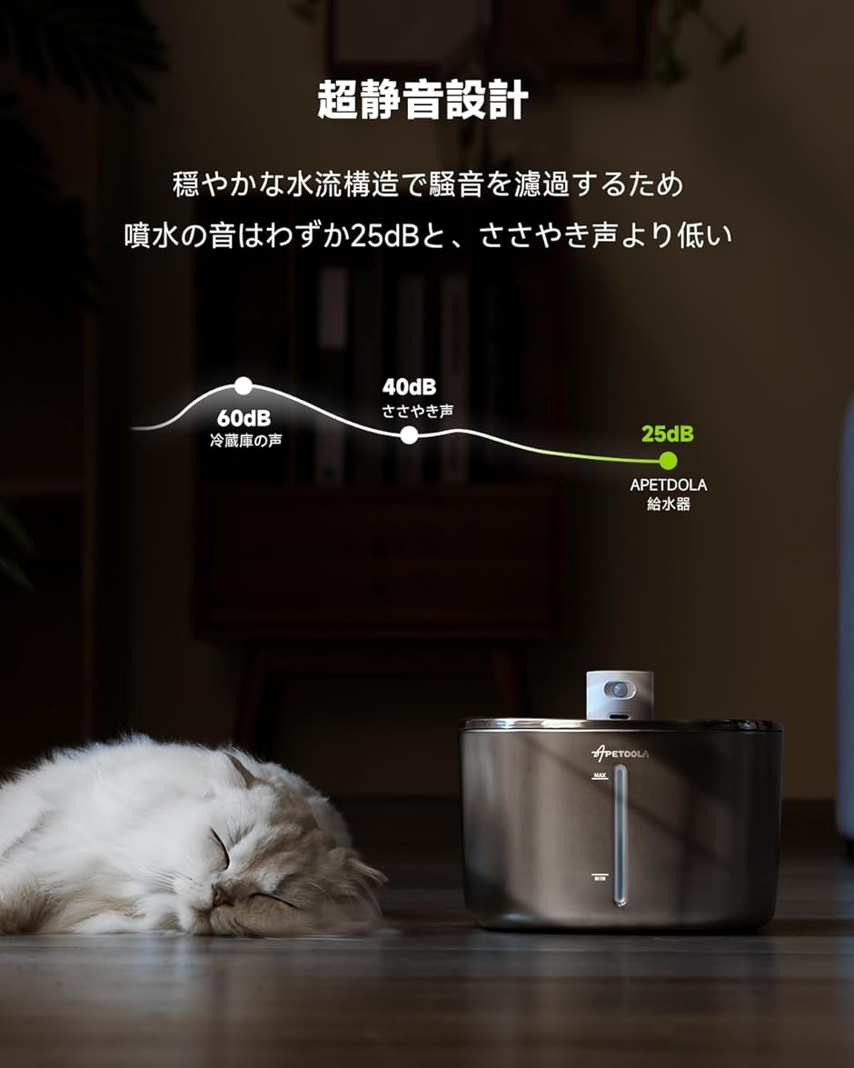 猫 自動給水器 水飲み器 コードレス スマート 静音 4L ワイヤレス