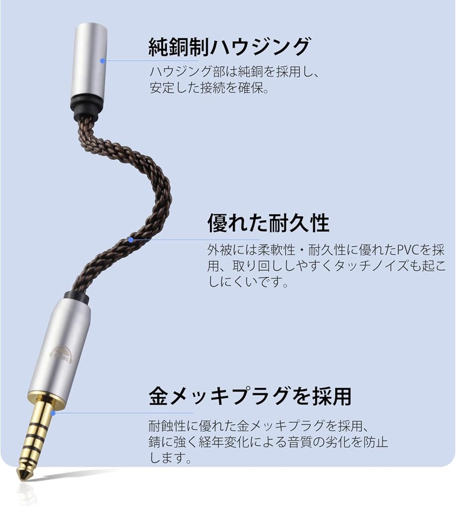 AC8G 変換ケーブル イヤホンジャック 4.4mm オス- 3.5mm メス 8 AC8G 変換ケーブル イヤホンジャック 4.4mm オス- 3.5mm メス 8