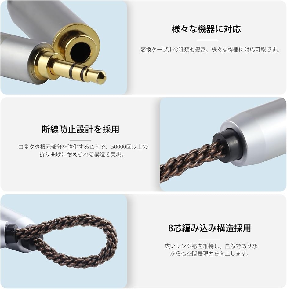 Groove Audio イヤホンケーブル 4.4mmジャック AC8G 変換ケーブル イヤホンジャック 4.4mm オス- 3.5mm メス 8芯 OFC