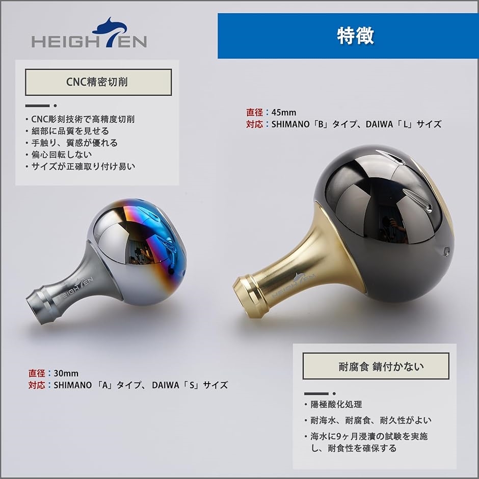 45mm パワー リール ハンドル ノブ 4色 シマノ Shimano Bタイプ ダイワ