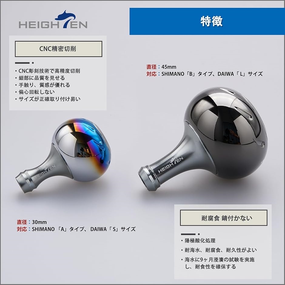 45mm パワー リール ハンドル ノブ 4色 シマノ Shimano Bタイプ ダイワ