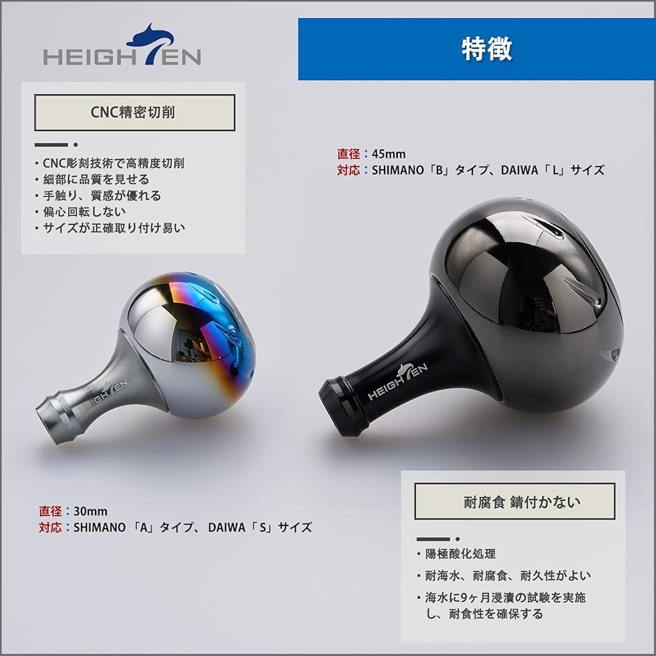 45mm パワー リール ハンドル ノブ 4色 シマノ Shimano Bタイプ