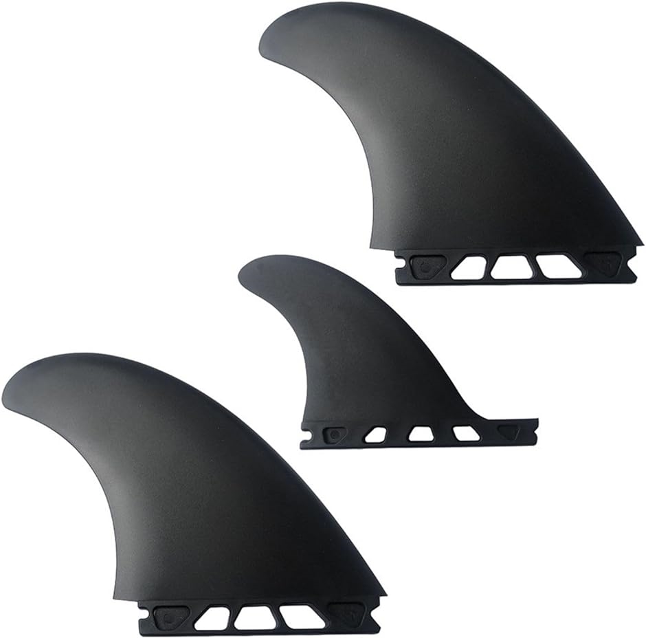 汎用 ツインフィン 2＋1 スタビライザー ボードフィン ミッドレングス サーフィン ショートボード 黒( ブラック,  Future)