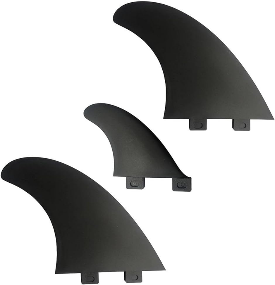 汎用 ツインフィン 2＋1 スタビライザー ボードフィン ミッドレングス サーフィン ショートボード カーボン( ブラック,  FCS)