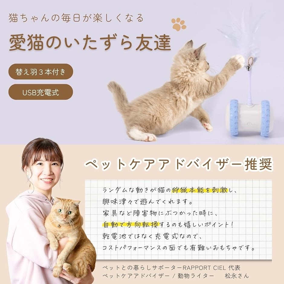 ペットケアアドバイザー推奨猫 おもちゃ 猫じゃらし 一人遊び 電動