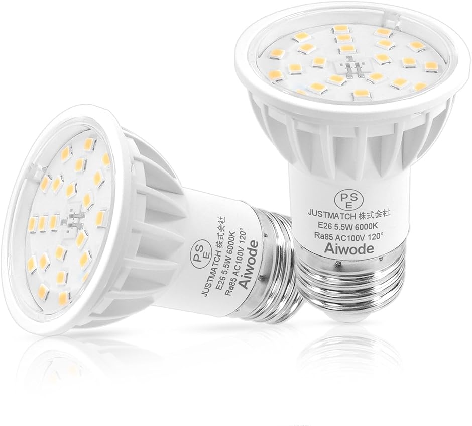 E26 LED�d��E26���� LED�X�|�b�g���C�g5.5W 50-60W�`���������F6000K(�����F6000K,  2�Z�b�g)