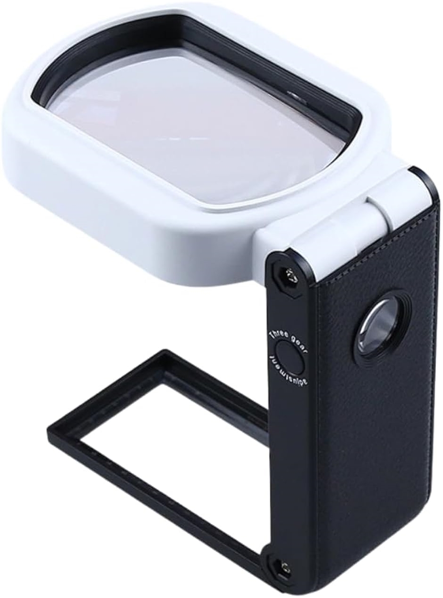 スタンドルーペ 手持ち 拡大鏡 レンズ LED ライト付き 読書用 2種類レンズ( スモール)｜horikku