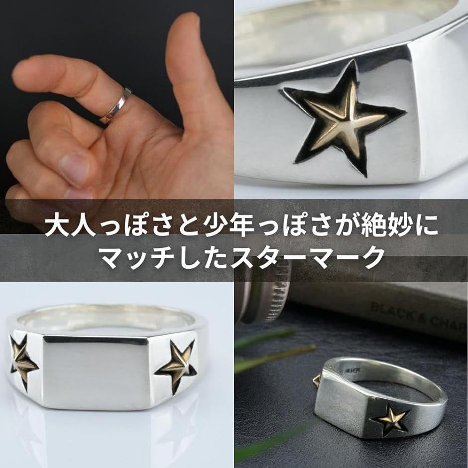 印台 リング シルバー 925 指輪 シンプル シグネットリング スター 