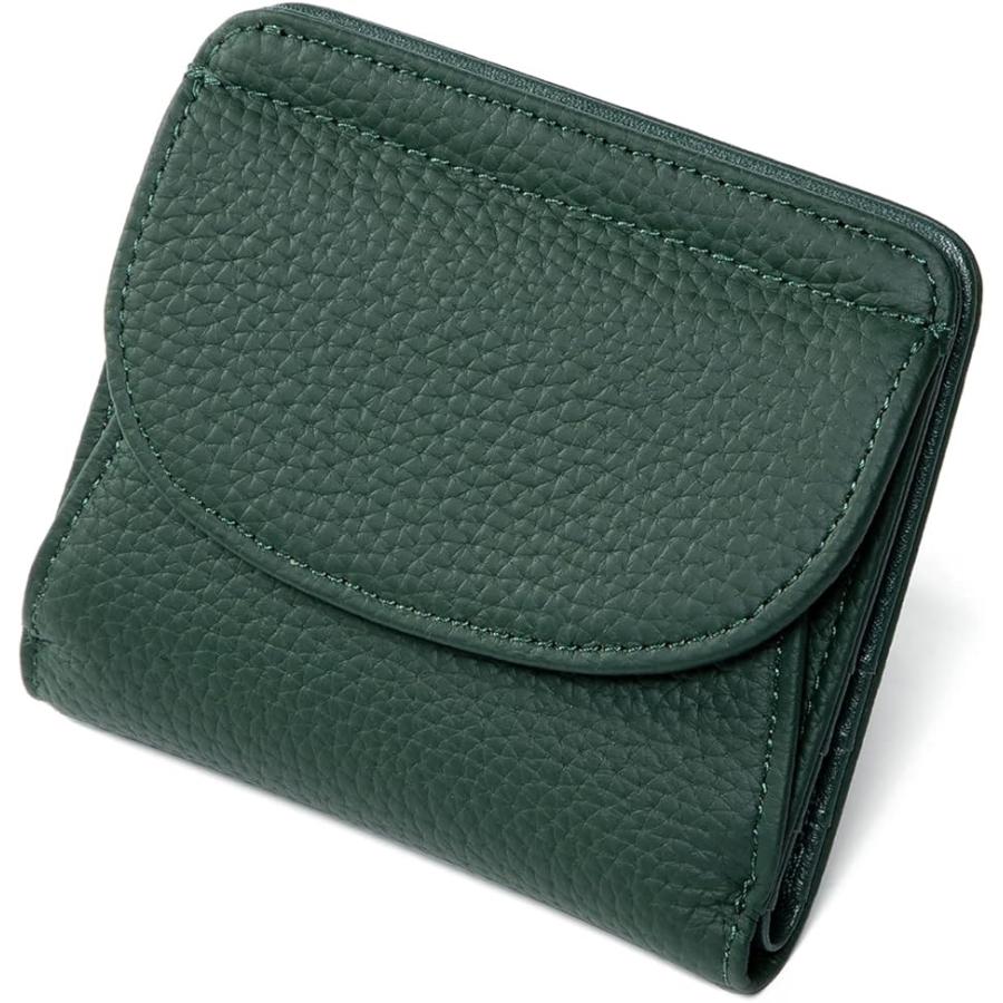 ミニ財布 二つ折り レディース 本革 薄型 小さい コンパクト 小銭入れ スキミング防止 MDM( グリーン)