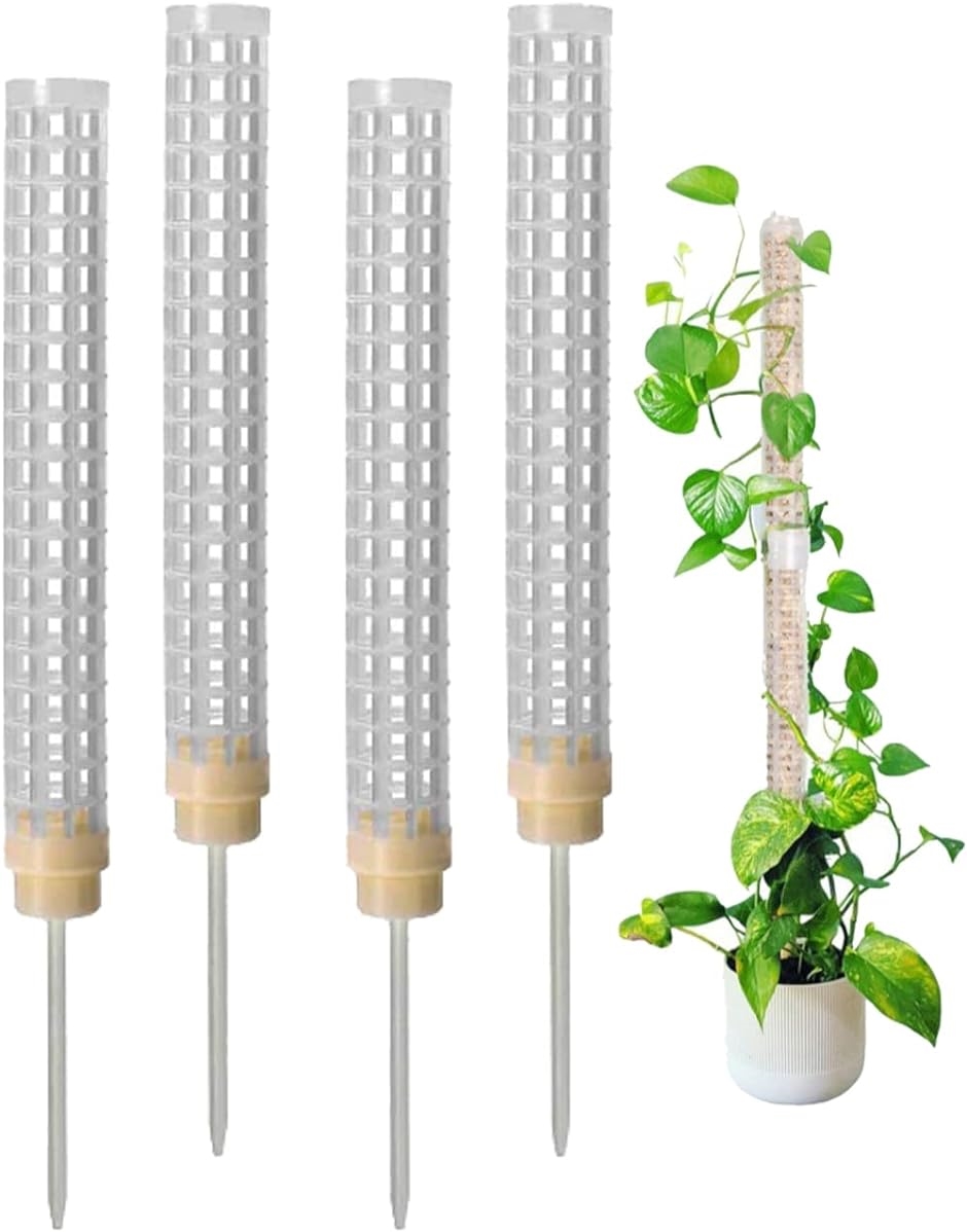 モスポール 支柱 4本セット 連結可 観葉植物 プラスチック ホワイト( White)