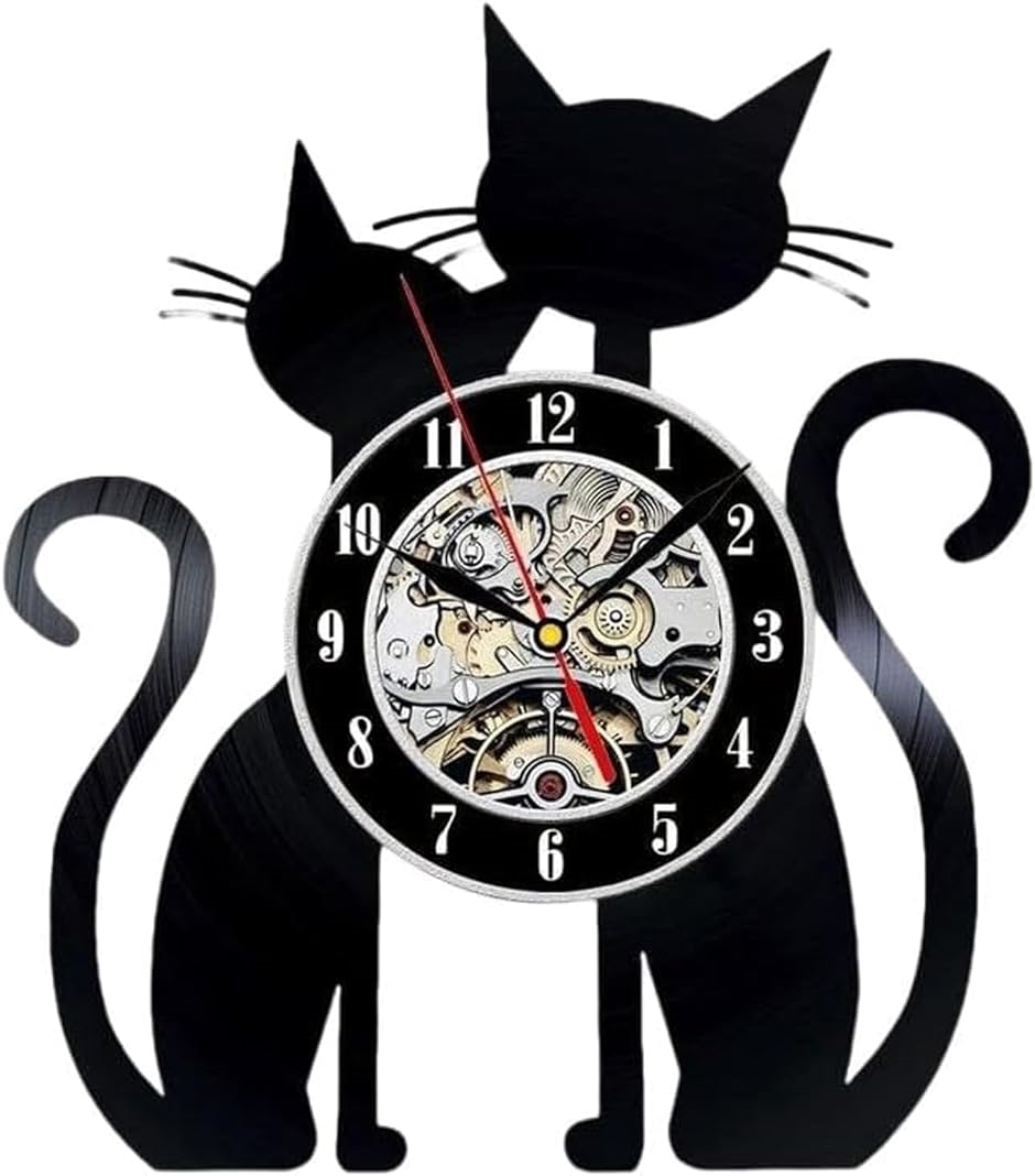 壁掛け時計 猫 ネコ 北欧 インテリア アナログ MDM( ネコB)｜horikku