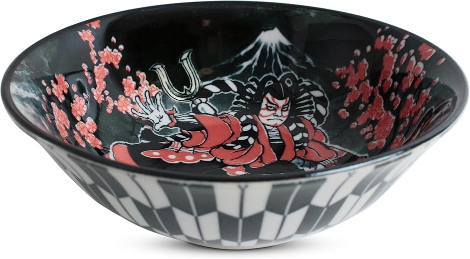 美濃焼 6.3寸ラーメン丼 2個セット 桜 富士山 日本製 歌舞伎