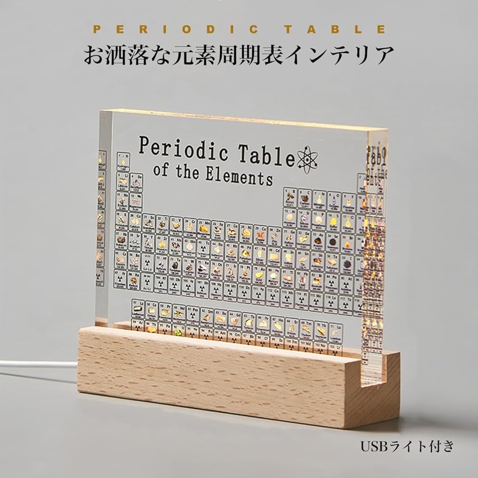 元素周期表 インテリア アクリルガラス ライトアップ ディスプレイ 勉強 知育 化学 記号 卓上( クリア)｜horikku｜02
