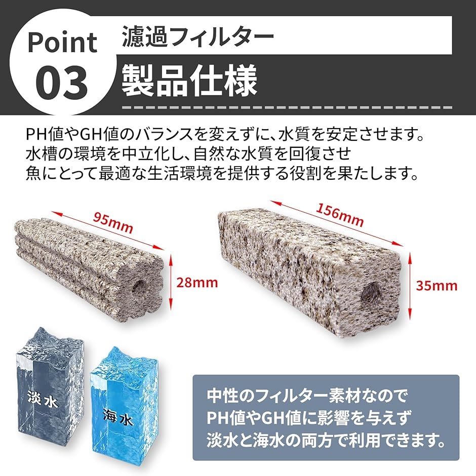 水槽 ろ材 20本セット 濾過材 フィルター 角棒 淡水 海水 浄化 水質 改善 バクテリア 硝化細菌培養( 小 9.5x2.8)