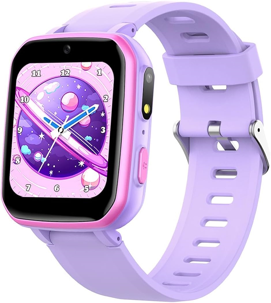 キッズ 腕時計 子供 スマートウォッチ smart watch for kids 女の子 撮影 自撮り 文字盤DIY 歩数計(パープル)