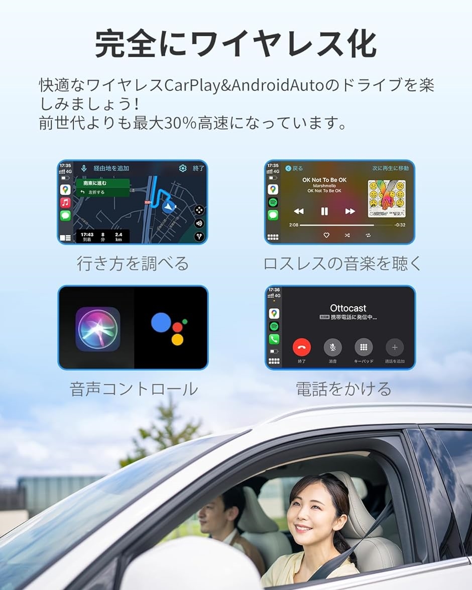 オットキャスト 2024 Ottoadapter MX ワイヤレス CarPlayアダプター Android Auto AirPlay対応 MDM｜horikku｜05