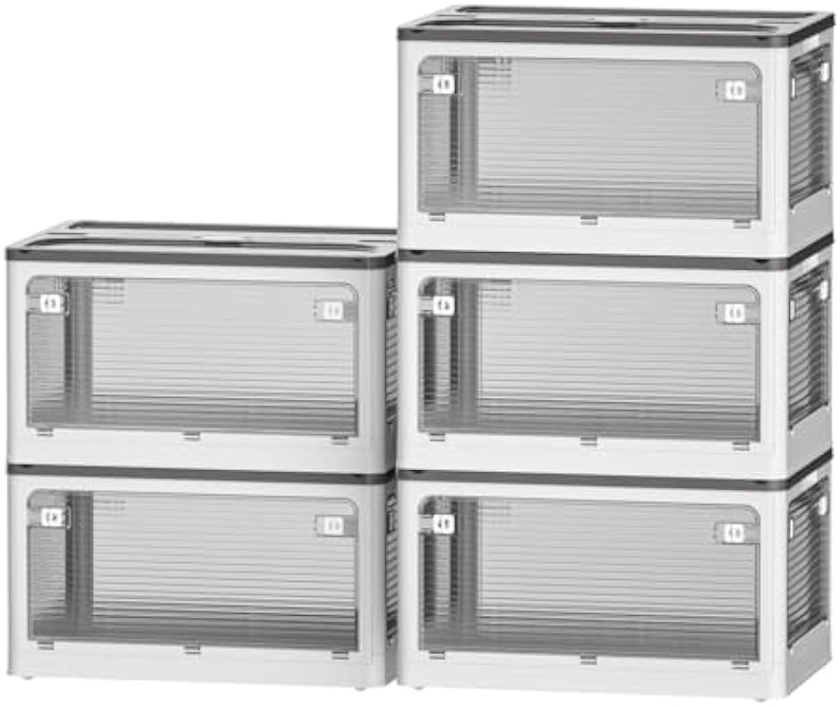 収納ボックス 蓋付き 積み重ね可能 全方向から取り出せる キャスター付き 強い耐荷重( 5個x白,  S（40.5x29x24cm）)