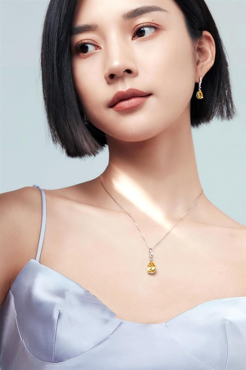 11月 誕生石 合成シトリン 黄水晶 レディース927 シルバー ネックレス