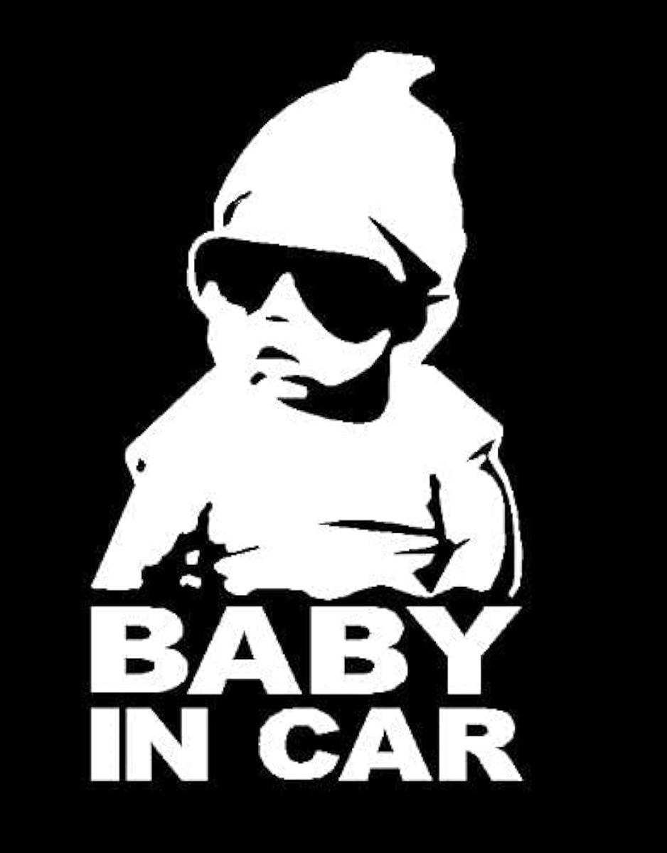 BABY IN CAR シール ちょいワル 赤ちゃん ベビーインカー ステッカー 赤ちゃんが乗ってます 赤ちゃん乗車中( シルバー)｜horikku