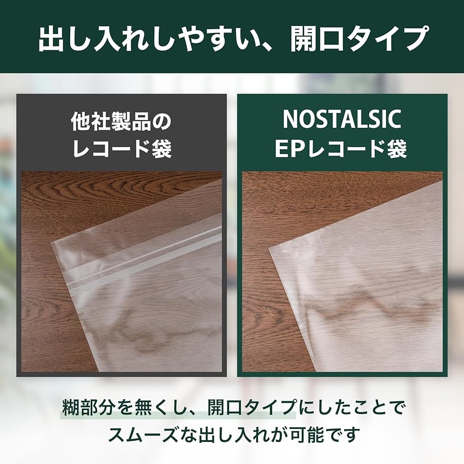 EPレコード外袋 7インチ用 100枚入り 高透明度タイプ 厚さ0.06mm 静電気防止加工済み 保護袋( White)｜horikku｜07