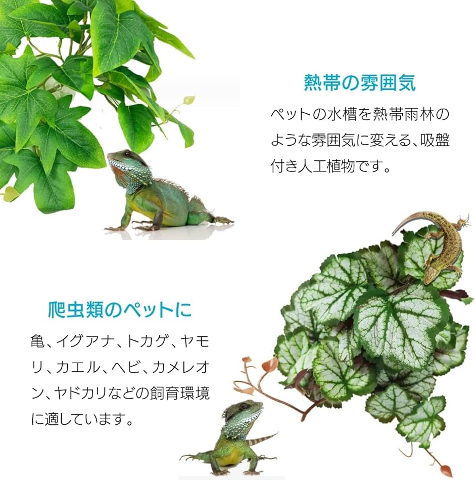 ペット用品 人工植物 ビバリウム用 吸盤付きモンステラ 葉 爬虫類 両生類 カメ カエル 対応｜horikku｜03