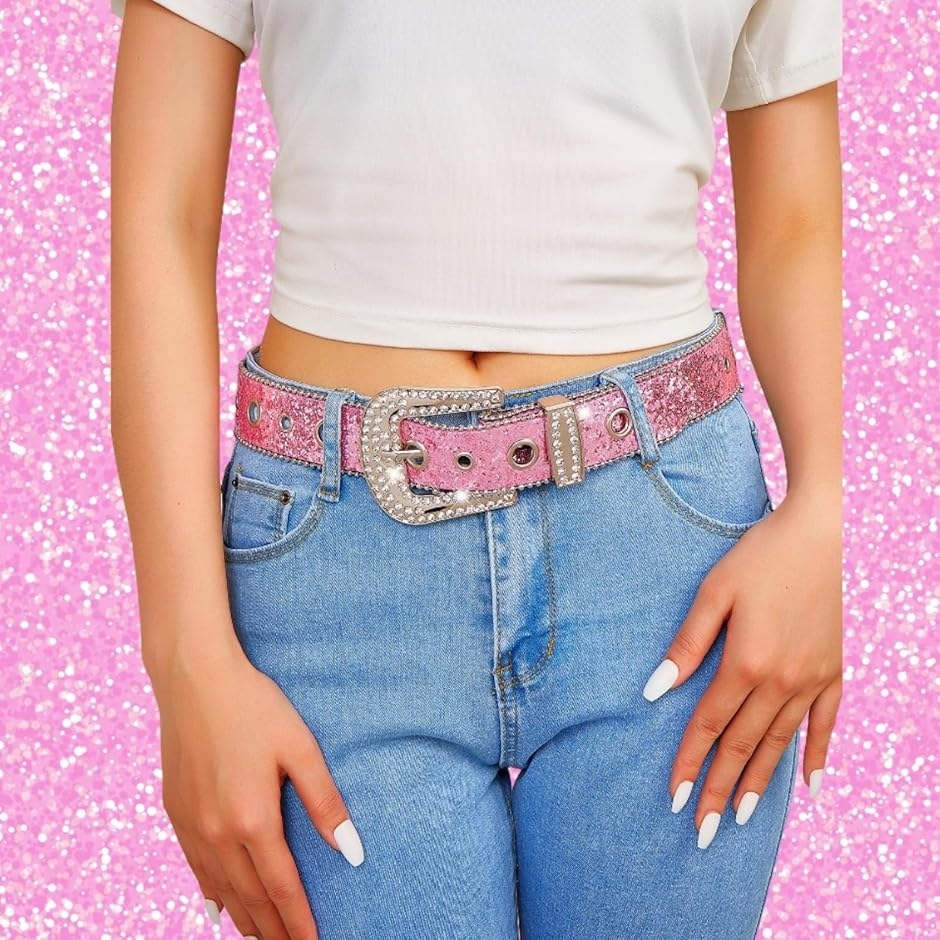 ベルト レディース ラインストーン キラキラ カジュアル ラメ バックル