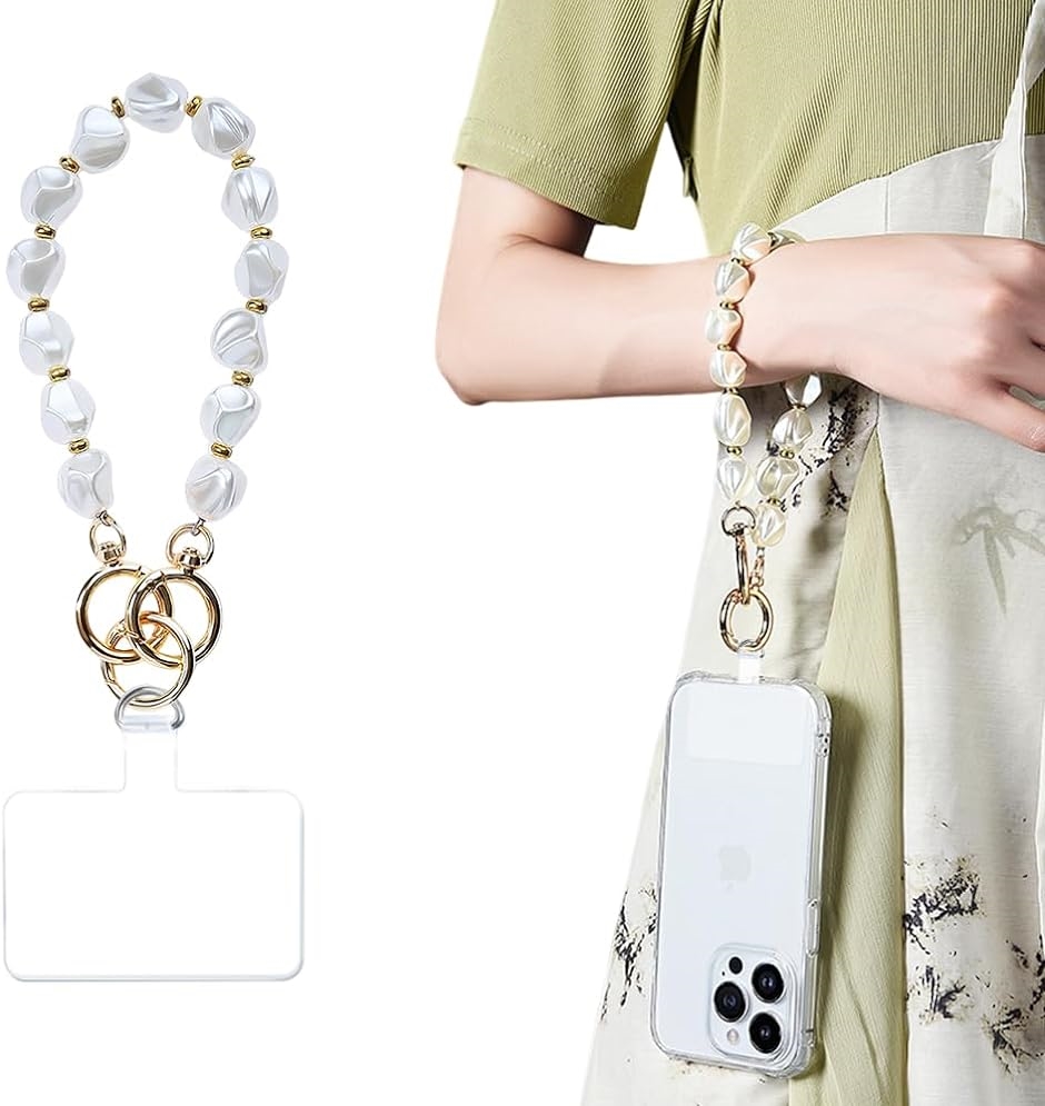 スマホストラップ パールチェーン リストストラップ 携帯手首