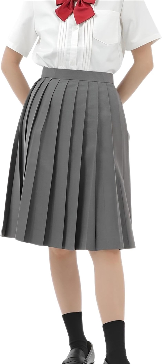 プリーツスカート 55cm 無地 学生 制服 膝丈 スクールユニフォーム