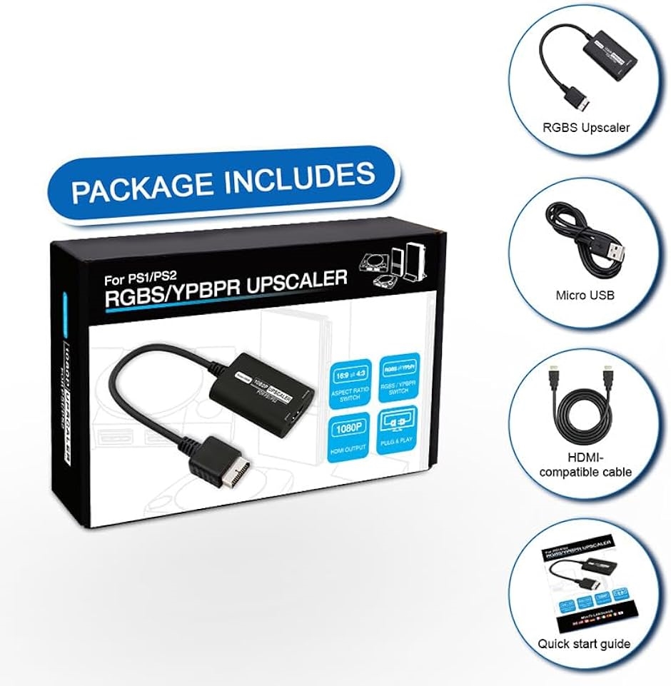 互換品】PS1/PS2 to HDMI コンバーター RGB-YPbPr スイッチ 1080P出力