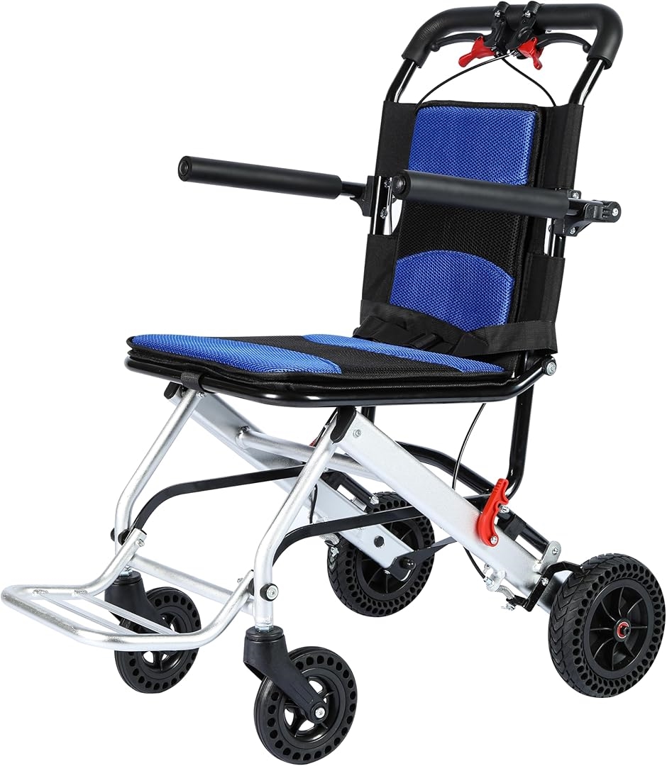 介助型車椅子 軽量 アルミ製 折りたたみ式 収納ポケット付き