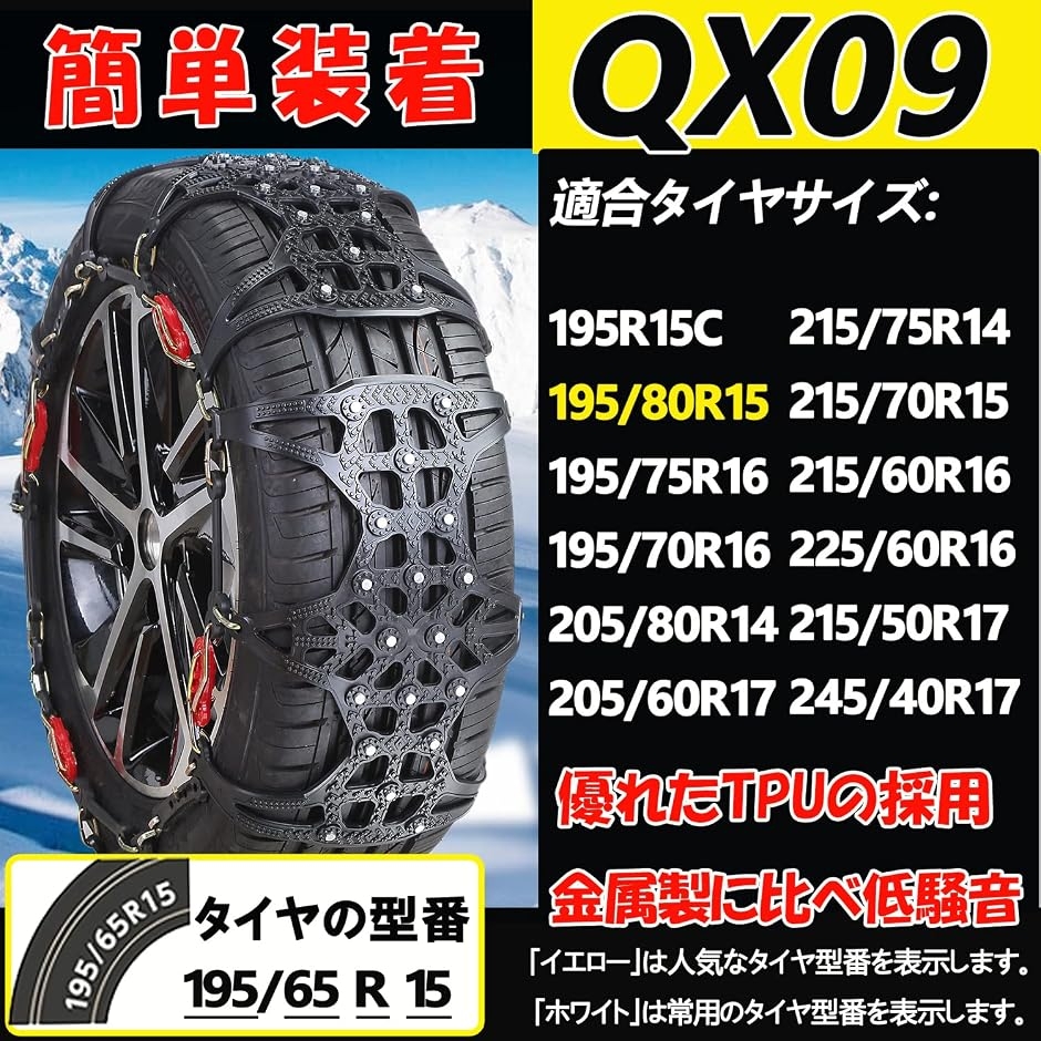 規制品 車用 タイヤチェーン 非金属 軽自動車 簡単装着 ジャッキアップ