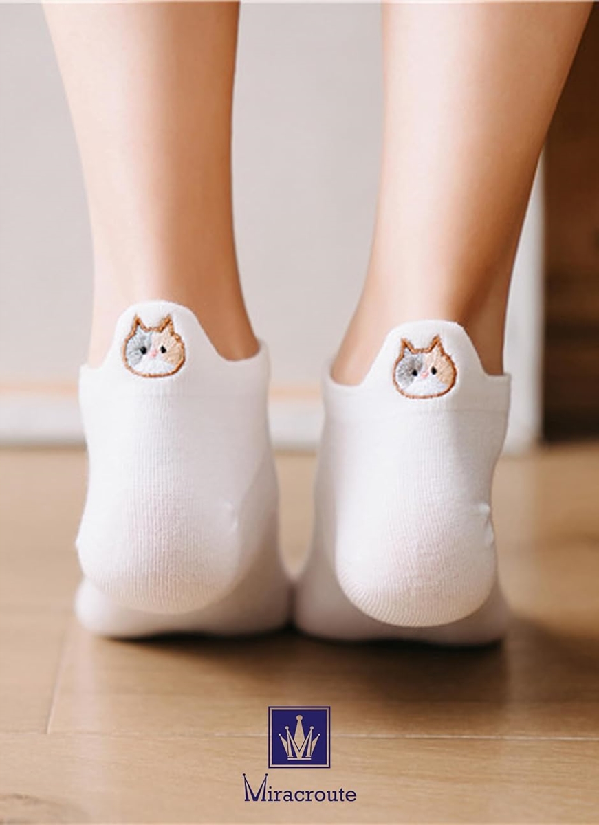 猫 デザイン 靴下 5色セット レディース 22-24cm ねこ ネコ キャット