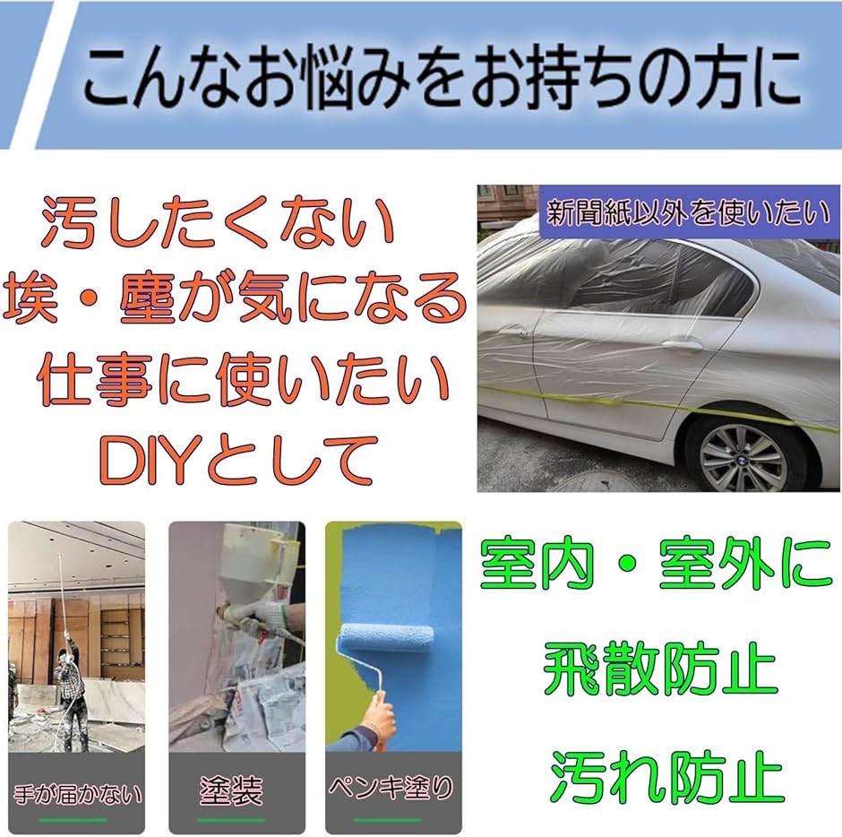 養生テープ 透明 車 養生シート テープ付き ...の詳細画像3