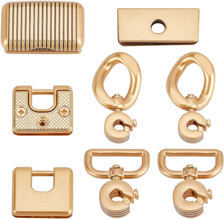 Yahoo! Yahoo!ショッピング(ヤフー ショッピング)8 ピース バッグ 留め具 金具 キット Dリング バッグロックファスナー サスペンションバックル ゴールド ハンドメイド