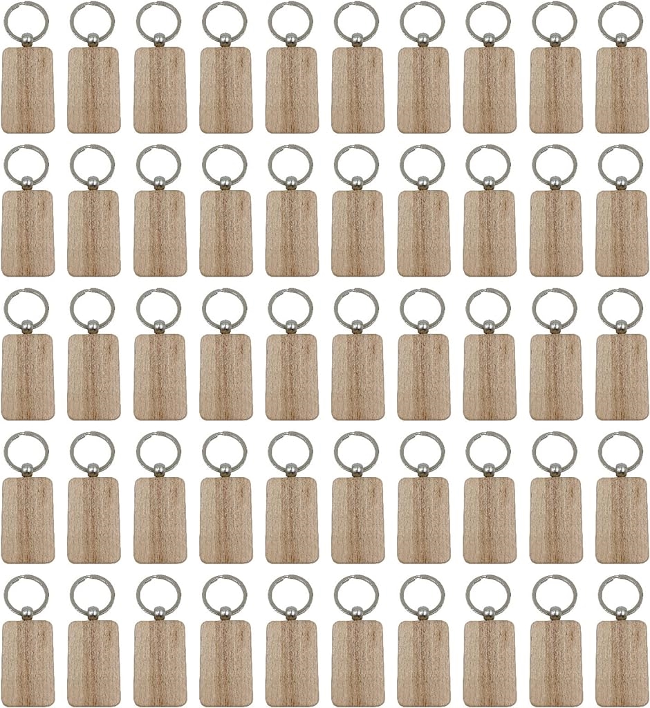 木製 キーホルダー チェーン 無地 ホテル オリジナル 手作り DIY 高級 ぬくもり( ナチュラルカラー50個)｜horikku