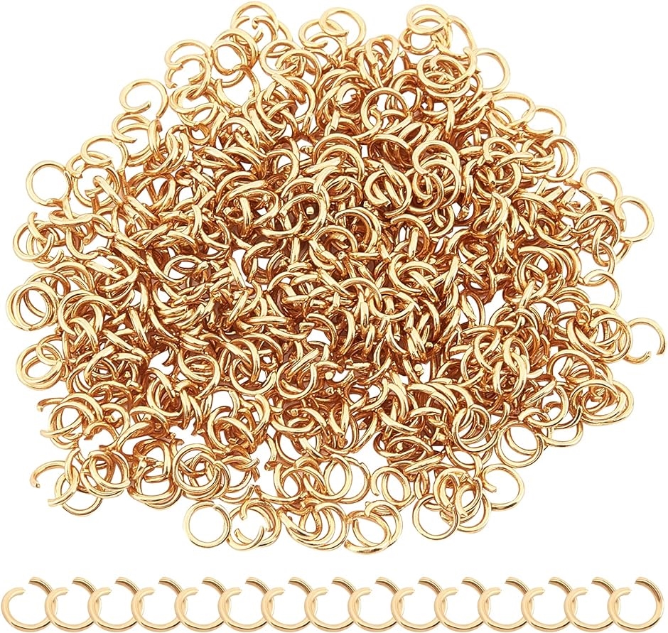 約500個 オープンジャンプリング 丸カン マルカン 304ステンレス鋼製 ゴールド 丸環 MDM( ゴールド-500個#2,  4mm)