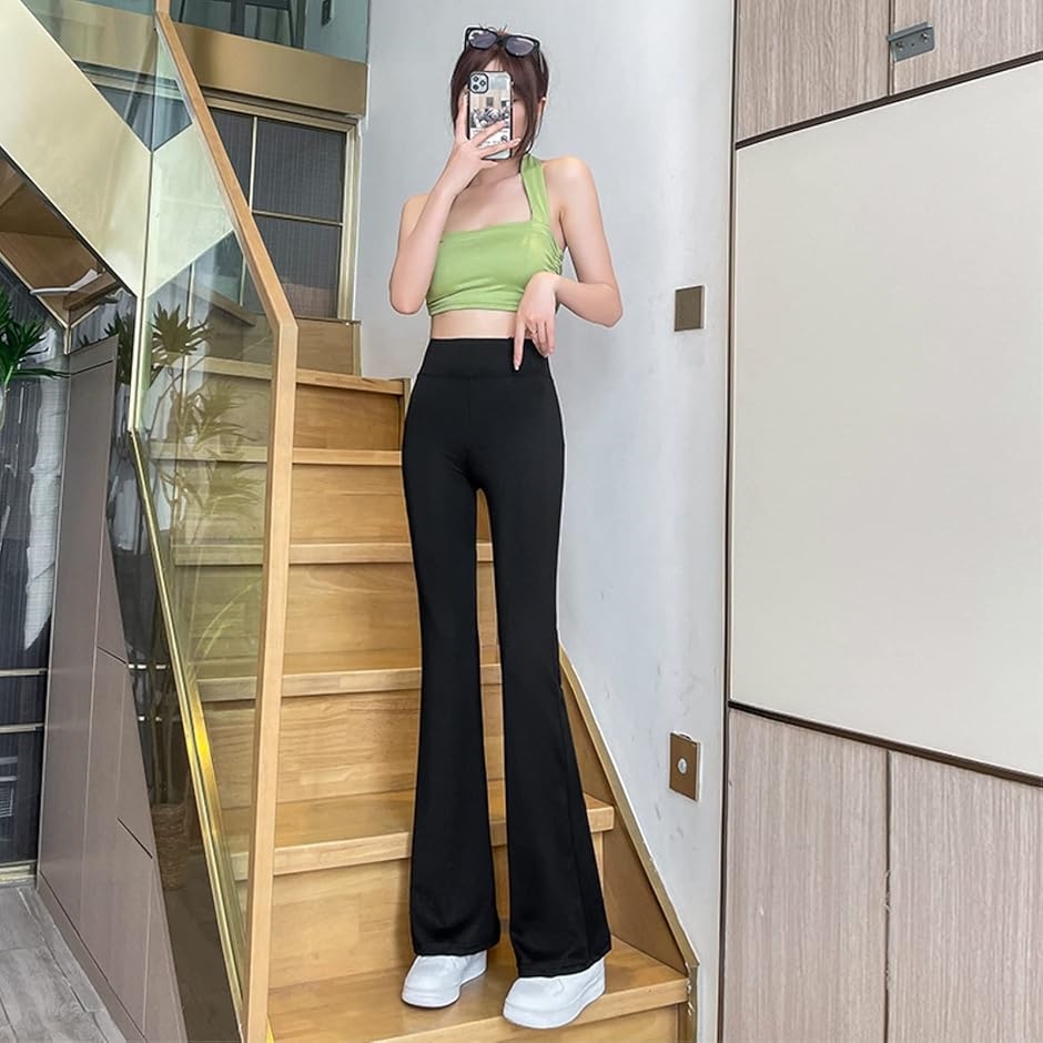 美脚 ストレッチ ロング パンツ レディース フレア 脚長 美尻 細見え