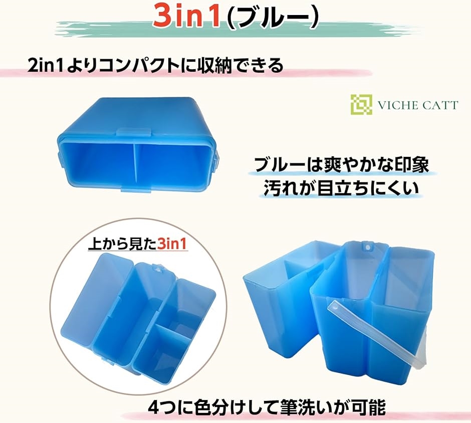 筆洗い バケツ 絵の具( ブルー,  ３in１)｜horikku｜05