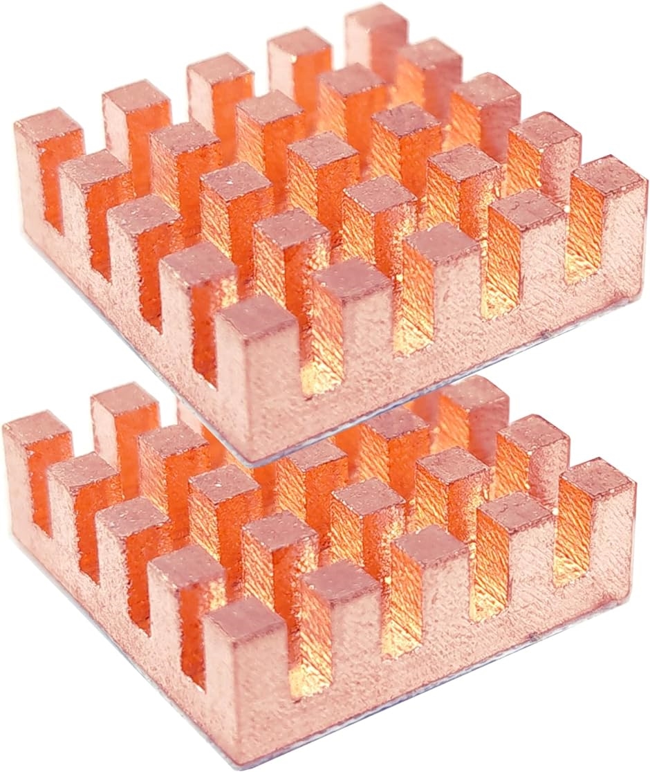 銅ヒートシンク 熱伝導性 粘着シート付き 熱暴走対策 CPU ICチップ 回路基板 精密機器用 2個セット( 純銅20x20MM)｜horikku