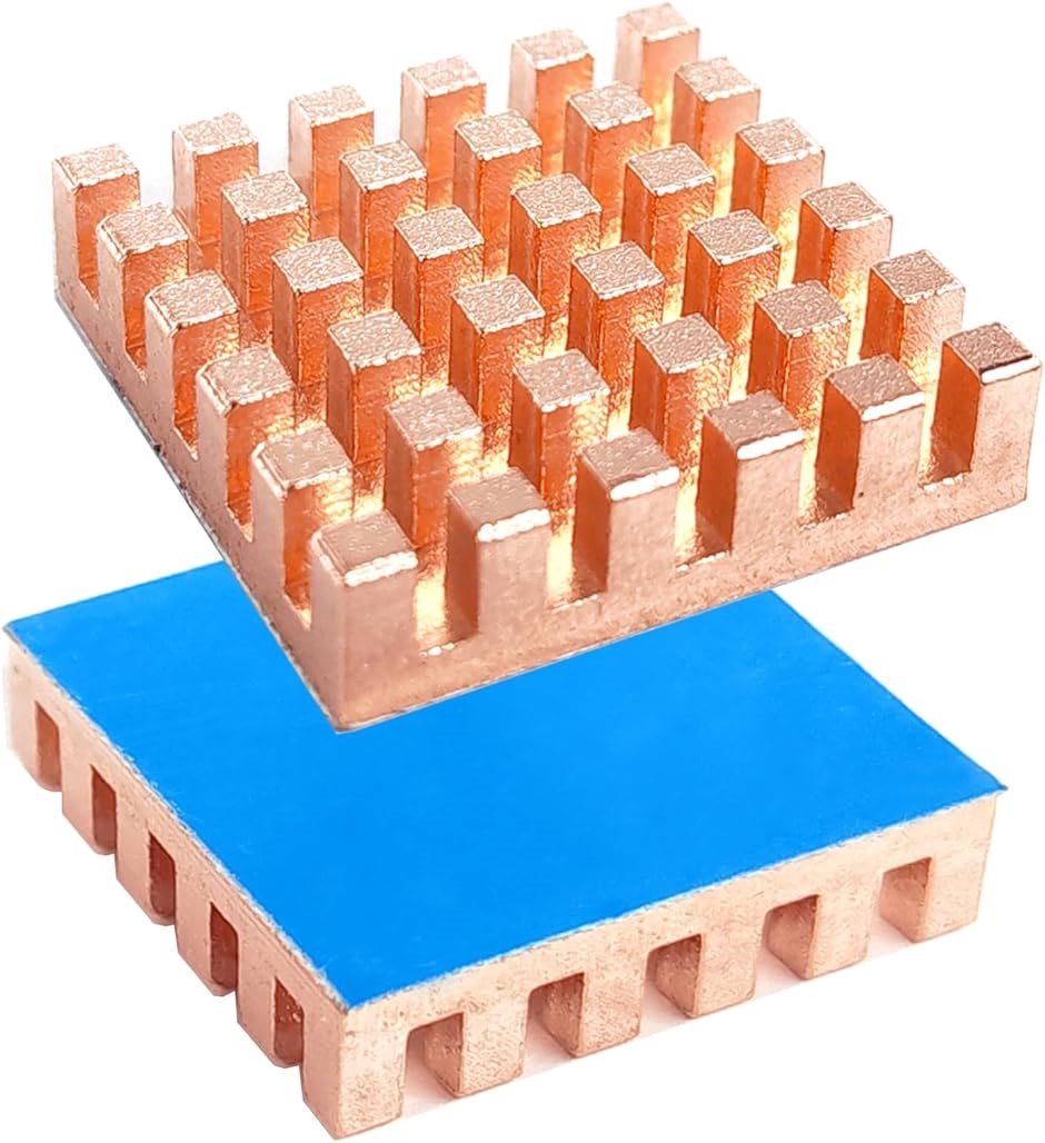 銅ヒートシンク 熱伝導性 粘着シート付き 熱暴走対策 CPU ICチップ 回路基板 精密機器用 2個セット( 純銅25x25MM)｜horikku