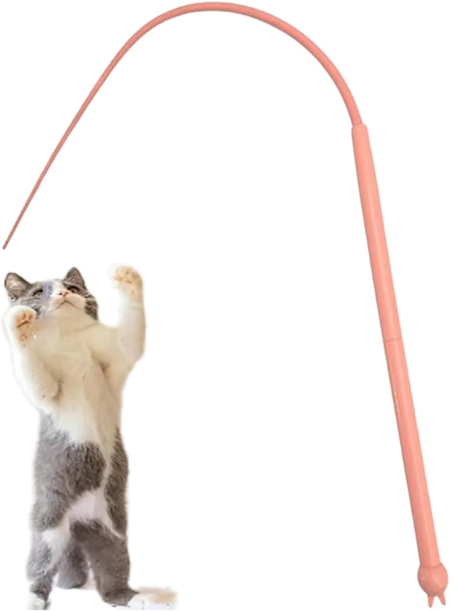 ネズミのしっぽ 猫じゃらし シリコン 遊び道具 おもちゃ 玩具 釣り竿 じゃれ猫( ピンク)｜horikku