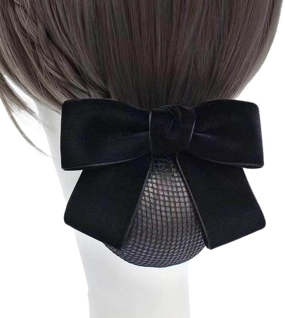 シニヨンネット リボン バレッタ ネット付き シンプル 大きめ 小さめ