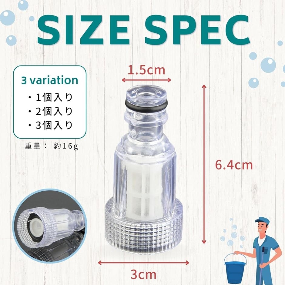 高圧洗浄機 フィルター 水道 カップリング アクセサリー コネクター 給水 接続 汎用( 無色)｜horikku｜06